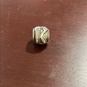 Silver Initial 'K' Brighton alpha bead charm.